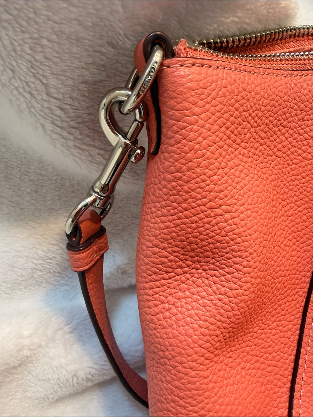 Coach Prairie Coral Pebbled Leather Shoulder Bag - Picture 8 of 8